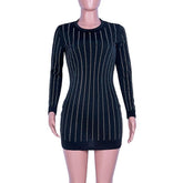 XXL plus size diamonds bodycon dress slim fit mini long sleeve dress night club party dresses Tight vestidos mujer